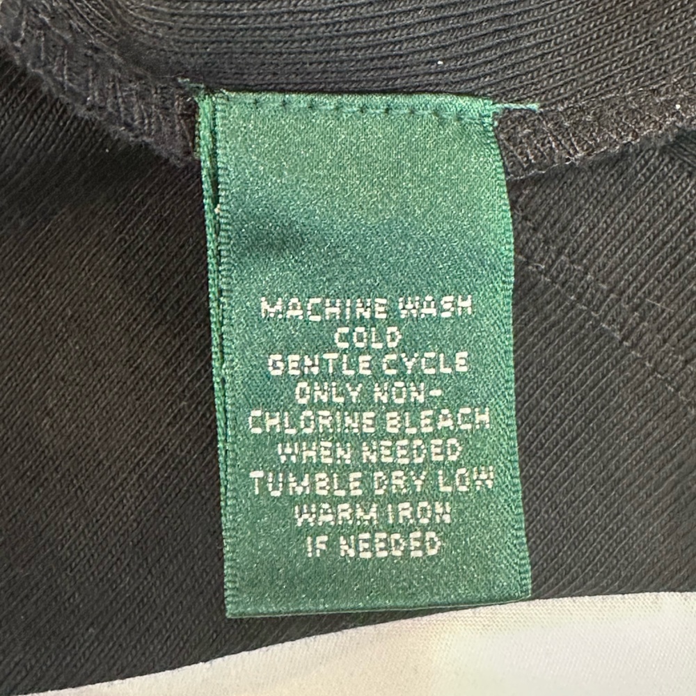 Ralph Lauren Black Long Sleeve Top w/ Brown Trim- XL- Cotton - Picture 4 of 11